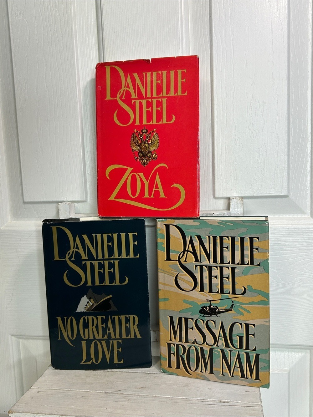 Danielle Steel Hardcover Book Bundle- Zoya, No Greater Love, Message from Nam